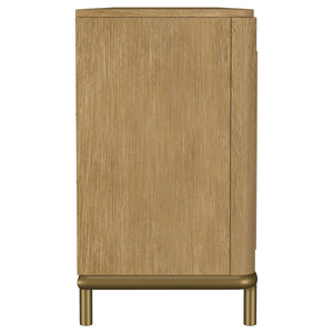 English Elm Benson Wide Rattan Door Media Console with Aged Brass Legs for Modern Living Rooms Sand B062P440119