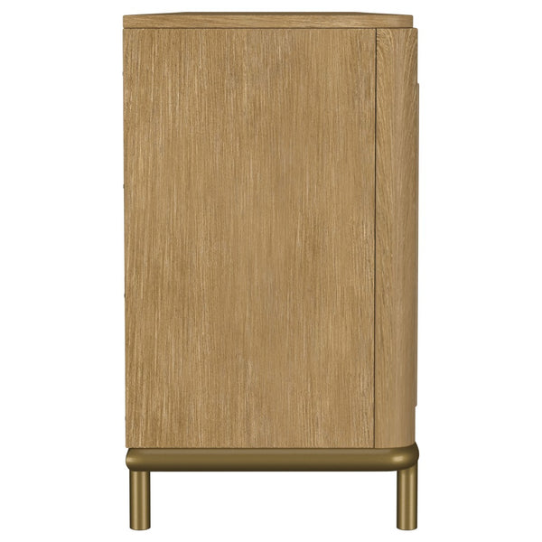 English Elm Benson Wide Rattan Door Media Console with Aged Brass Legs for Modern Living Rooms Sand B062P440119