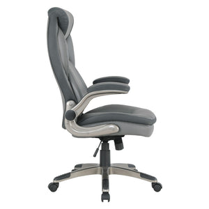 OSP Home Furnishings Exec Bonded Leather Office Chair with Lumbar Support Padded Arms and Ergonomic Tilt ECH17057-EC42