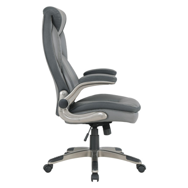 OSP Home Furnishings Exec Bonded Leather Office Chair with Lumbar Support Padded Arms and Ergonomic Tilt ECH17057-EC42