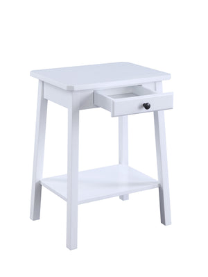English Elm Kaife White Finish Accent Table with Drawer & Shelf, MDF Rectangular Top, 40lb Capacity, KD B2726P295243