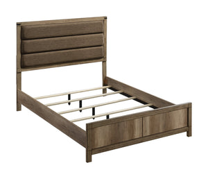 English Elm 1Pc Contemporary Low-Profile Upholstered Full Bed With Geometric Vertical Channels In Weathered Gray B2741S00369
