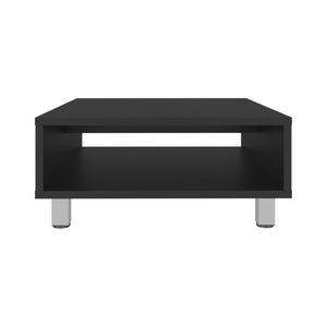 English Elm Eclipse low 10" minimalist square coffee table with open shelf storage, durable compact modern design Black 12.9 L x 64 W x 7 H B200P253717