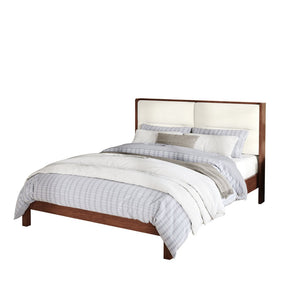 English Elm Solid Wood Queen Platform Bed Velvet Tufted Headboard Architectural Slat Design Espresso N7090000742P