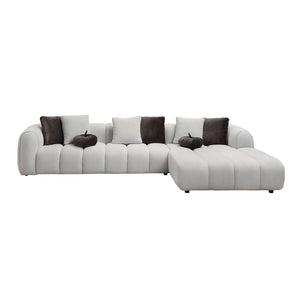 English Elm Manilla Ivory Linen Sectional Sofa With 8 Pillows - Modern Comfort & Style For Any Living Space B2726S00305-GIGA