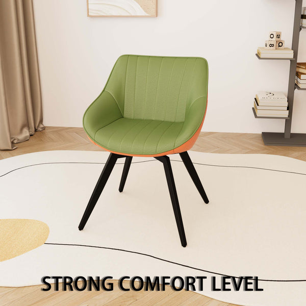 English Elm 31.5" Black Round Tulip Dining Table Set With 2 Ergonomic Leather Chairs - Modern Mid-Century Design W2189S00709