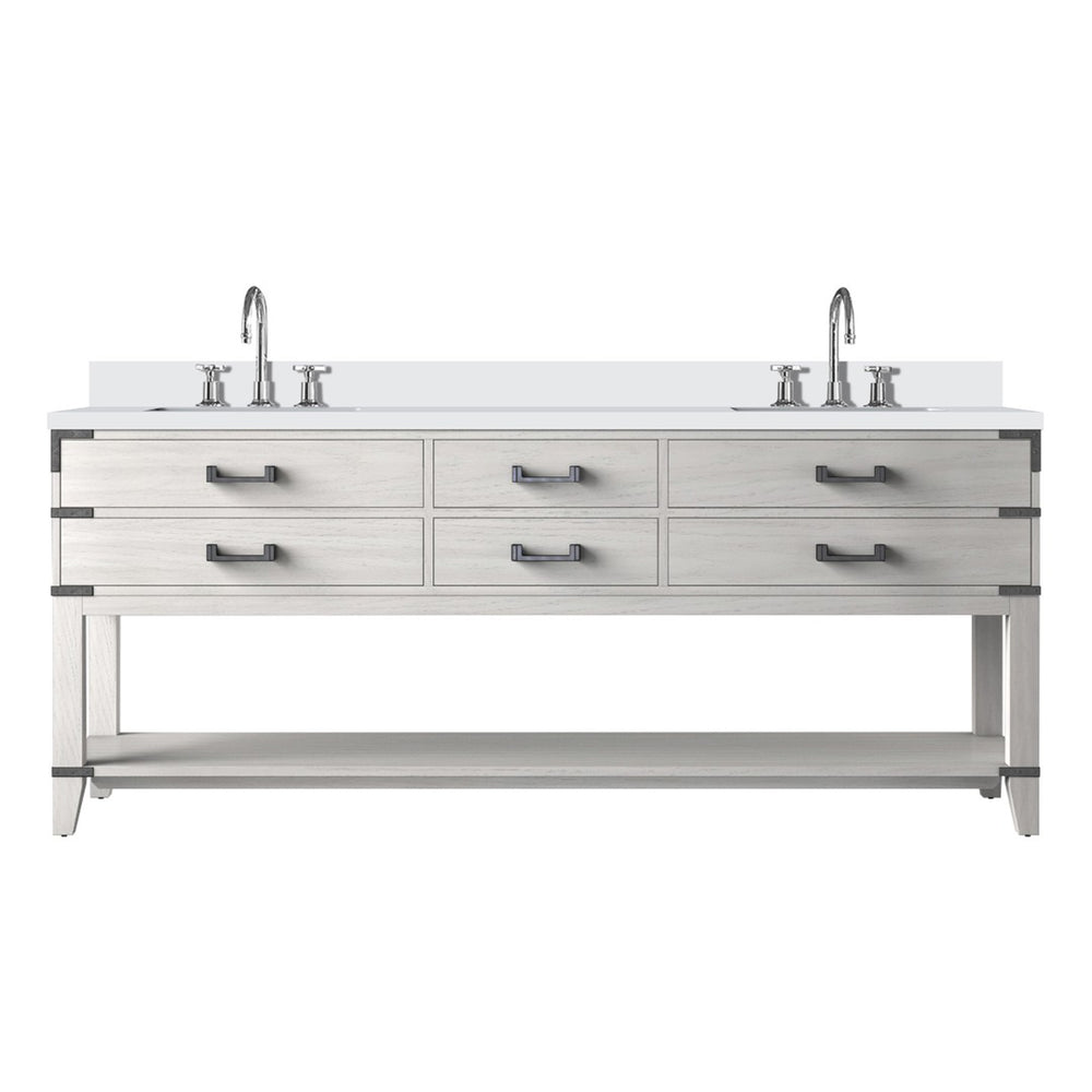 English Elm White Oak Double Bath Vanity With White Quartz Top & Faucet Set - Spacious Storage & Modern Design B2731P260365-GIGA