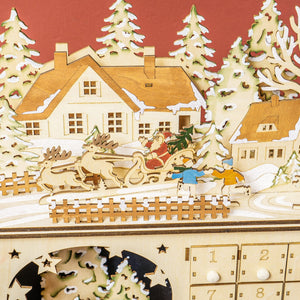 English Elm Homcom Light-Up Christmas Advent Calendar With 24 Drawers, Battery-Operated Led For Festive Fun W2225P249701