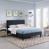 Christopher Knight Home® Contemporary Button-Tufted Queen Upholstered Bed Frame with Turned Legs - Sturdy Slats, No Box Spring Needed