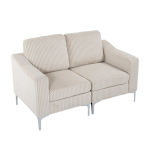 English Elm Modular Corduroy Two-Seater Sectional Sofa with Steel Legs, Pocket Springs & Solid Wood Frame Beige W3098S00028