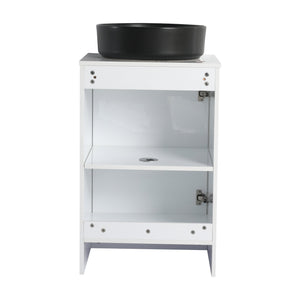 English Elm 20" Freestanding Bathroom Cabinet With Art Ceramic Sink, Soft Close Doors, Modern Glossy White Design W999S00386