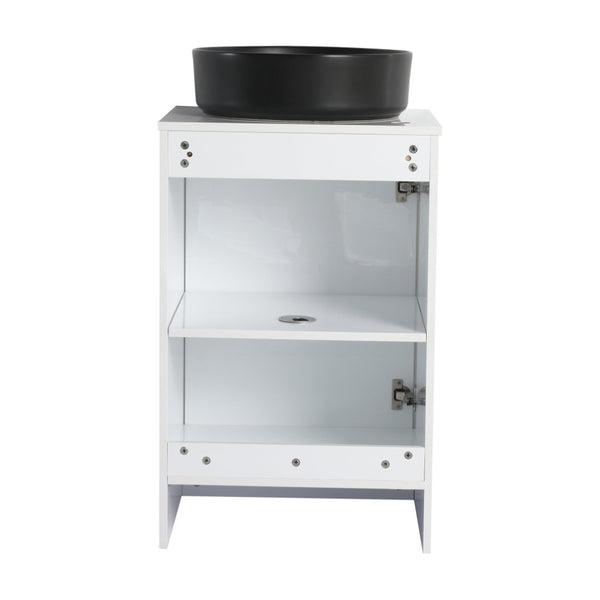 English Elm 20" Freestanding Vanity with Ceramic Sink Soft Close Storage Glossy White Bath W999S00386