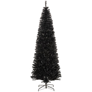 English Elm Homcom 8Ft Slim Black Pencil Christmas Tree - Realistic Douglas Fir For Modern Holiday & Halloween Decor W2225P249616