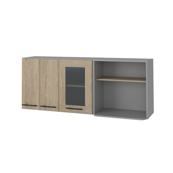 English Elm Everly Glass Front Double Door Wall Cabinet for Kitchen Display and Storage B128S00211