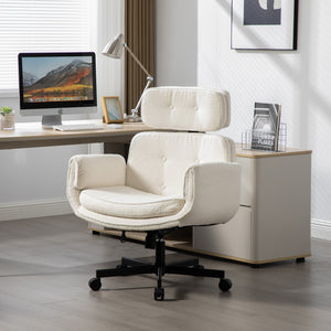 English Elm Criss Cross Wide Seat Pu Leather Swivel Task Chair with Removable Headrest W3118P404123