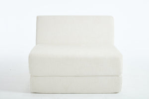 English Elm Heng single velvet sofa bed (White) – chenille comfort, thick cushion, non-slip bottom, compact storage W212P209397