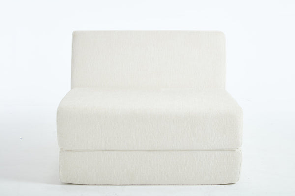 English Elm Heng single velvet sofa bed (White) – chenille comfort, thick cushion, non-slip bottom, compact storage W212P209397