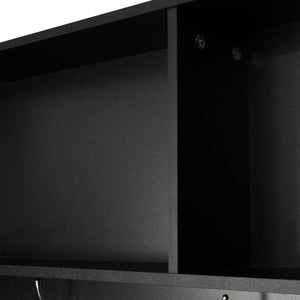 English Elm U-Can Entryway Bench with Coat Rack and Shoe Cabinet, 7 Hooks, Adjustable Shelves, Sturdy MDF Black N724P264668B