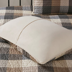 English Elm 6 Piece Reversible Herringbone Quilt Set With Cozy Buffalo Plaid & Embroidered Pillows - Full/Queen B03597577