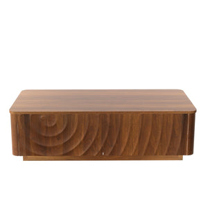 English Elm 47'' Spiral Grain Coffee Table Two Drawer Storage Mid Century Farmhouse Living Room Walnut Brown W2263P412386
