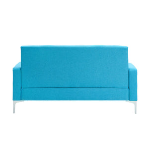 English Elm 57-inch Velvet Double Sofa with Built-In Storage, Solid Wood Frame, Silver Legs, 350lb Capacity and Modern Compact Design Blue W3356P346853