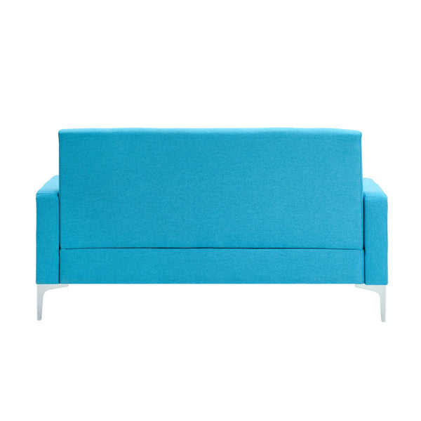 English Elm 57-inch Velvet Double Sofa with Built-In Storage, Solid Wood Frame, Silver Legs, 350lb Capacity and Modern Compact Design Blue W3356P346853