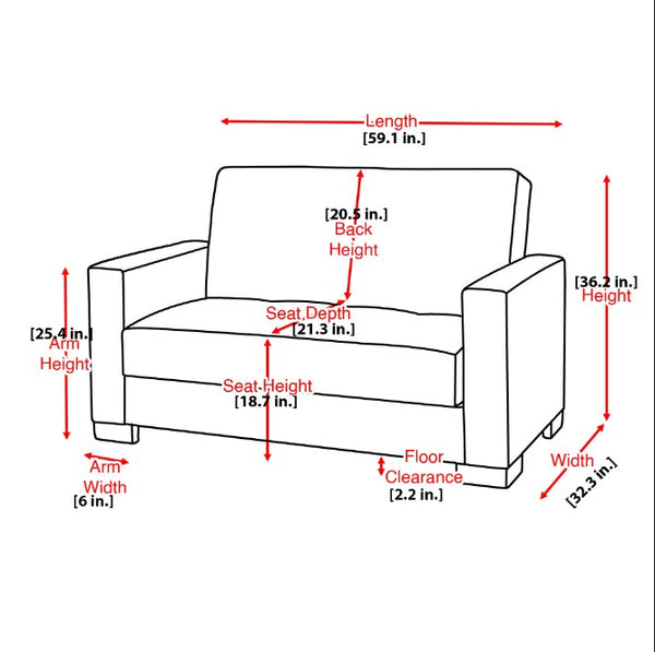 English Elm PrimeNest Gravita Collection Upholstered Convertible Loveseat with Storage, Chenille Sleeper Comfort and Style Gray B030P281809