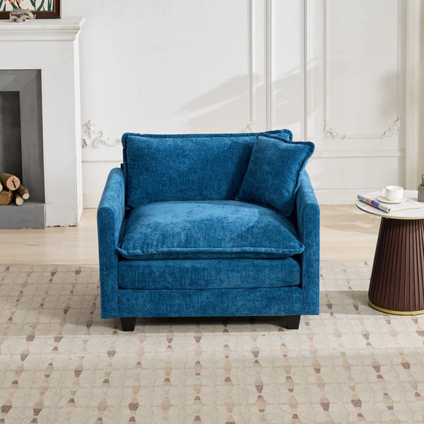 English Elm Cloud Modular Sectional Seat Chenille Upholstered Lounge Sofa for Living Room Apartment Blue W1143P310504