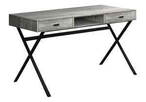 English Elm Computer Modern Tempered Glass Desk with Reclaimed Wood-Look Top and Single Storage Drawer, 48" Grey 53 L x 27 W x 7 H B2710P219773