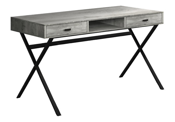 English Elm Computer Modern Tempered Glass Desk with Reclaimed Wood-Look Top and Single Storage Drawer, 48" Grey 53 L x 27 W x 7 H B2710P219773