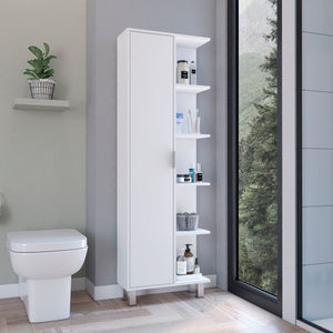 English Elm Keller Slim Linen Cabinet 63" H White – 1 Door, 9 Adjustable Shelves, Elegant Durable Storage Solution B097P199738