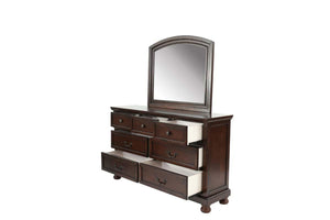 English Elm Traditional Seven Drawer Cherry Dresser with Bun Feet and Classic Hardware for Bedroom B011P448872