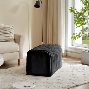 English Elm Ottoman Corduroy Storage Bench with Arch Hideaway Cat Nest, Plush Rabbit Feet, Versatile Seating Black W1825P254870