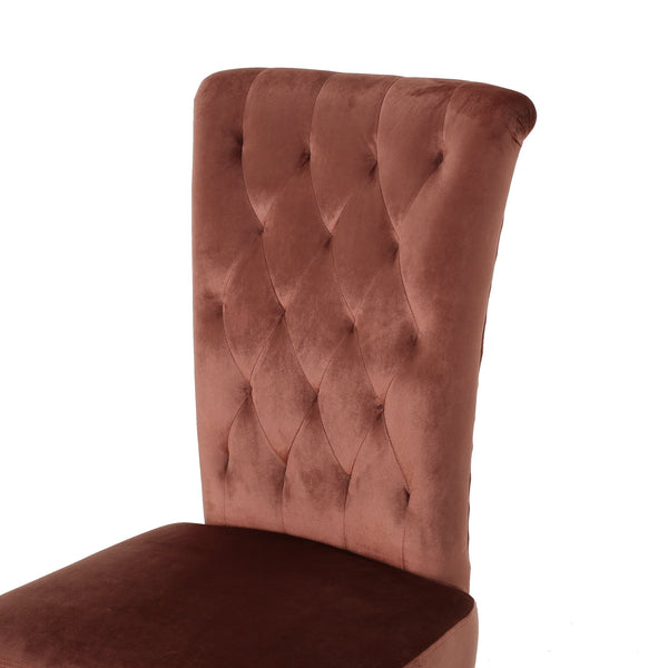 English Elm Christopher Knight Home® - KD Velvet Tufted Dining Chair with High Buttoned Back and Flared Design, Sturdy Dark Wood Legs Blush 54259.00NVLTBLSH