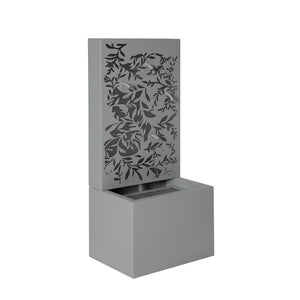 English Elm 30.71"h Gray Metal Leaf Panel Outdoor Wall Fountain with Led Backlit Cascade Spouts N765P355061G
