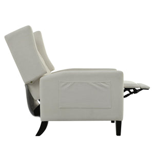 English Elm Manual WingBack Recliner Chair with Foldable Side Table, USB Charging, Solid Wood Frame Comfort Beige W680P236050