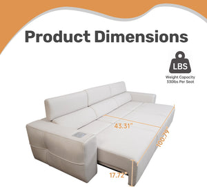 English Elm Power Reclining Sofa with Bluetooth Speakers Wireless Charging and Smart Home Theater Seating Light Grey W3795S00010