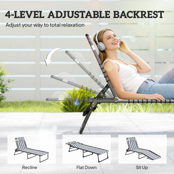 English Elm Outdoor Folding Chaise Lounges Set of Two with Bungee Mesh and Steel Frame T3971P459793