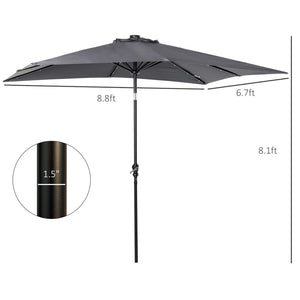 English Elm Sun Solar Patio Umbrella with Built-in Led Rib Lights for Deck or Poolside Use T3971P388839