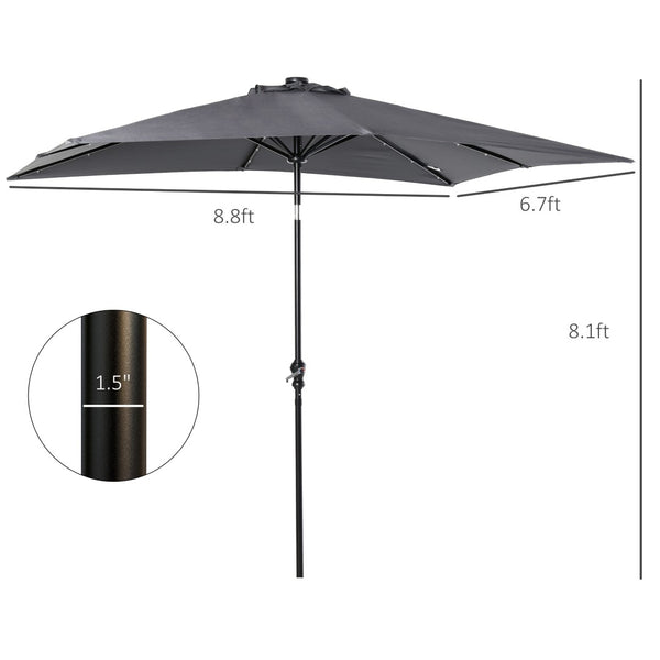 English Elm Sun Solar Patio Umbrella with Built-in Led Rib Lights for Deck or Poolside Use T3971P388839