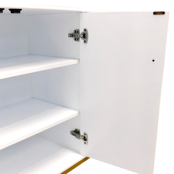 Pasargad Home Pearl Collection Ivory Sideboard - Luxurious 4-door Cabinet With Glamorous Accents Ivory Wood Finish Pph-m3