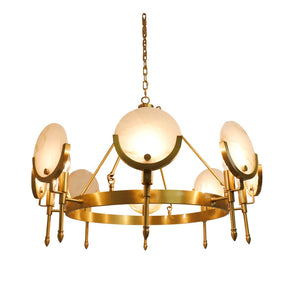 Pasargad Vendome Gold Metal & Marble Plate Chandelier - Contemporary Art For Elegant Interiors Gold Glass & Steel Pmd-7798-8