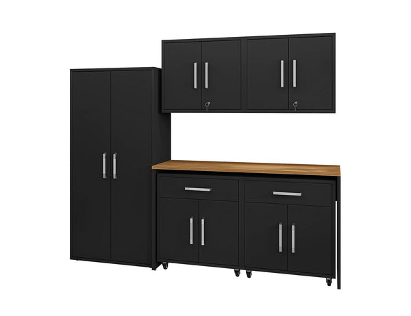 Manhattan Comfort Eiffel Modern Garage Set of 6 Matte Black 6-254BMC8