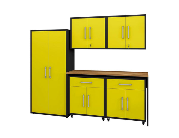 Manhattan Comfort Eiffel Modern Garage Set of 6 Matte Black and Yellow 6-254BMC84
