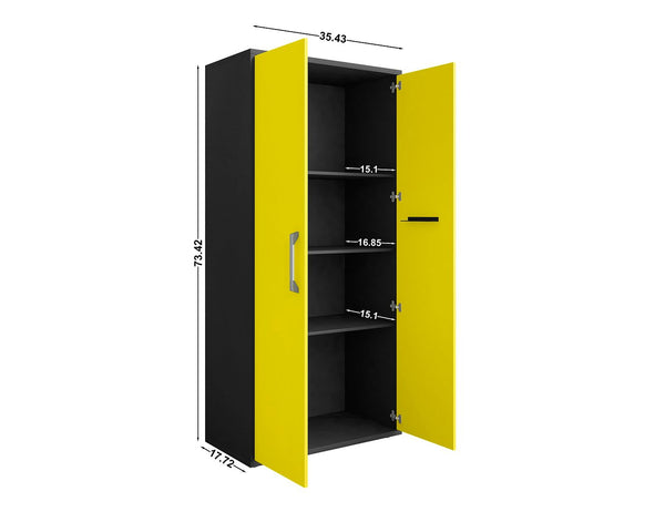 Manhattan Comfort Eiffel Modern Garage Set of 6 Matte Black and Yellow 6-254BMC84