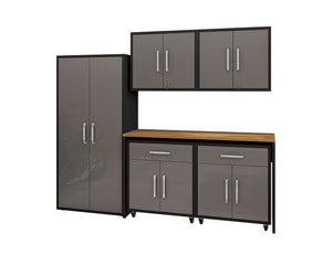 Manhattan Comfort Eiffel Modern Garage Set of 6 Matte Black and Grey 6-254BMC85