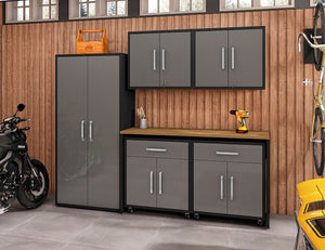 Manhattan Comfort Eiffel Modern Garage Set of 6 Matte Black and Grey 6-254BMC85