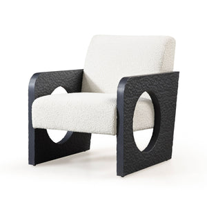 VIG Furniture Modrest Midland - Modern Off White Fabric + Black Oak Accent Chair VGVC-S2306A-WHT