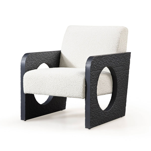 VIG Furniture Modrest Midland - Modern Off White Fabric + Black Oak Accent Chair VGVC-S2306A-WHT