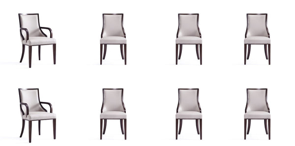 Manhattan Comfort Grand Traditional 8-Piece Dining Chairs Light Grey 6-DC048-LG